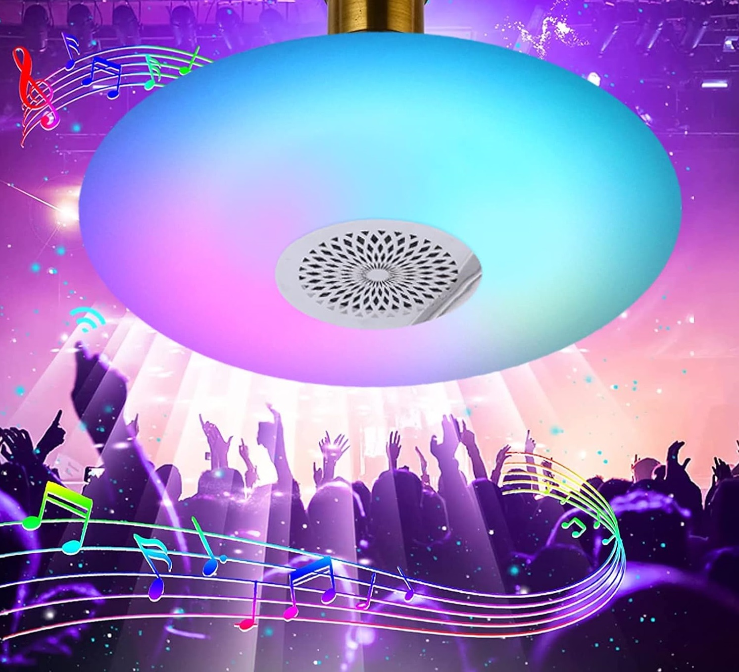 stropná žiarovka UFO s reproduktorom